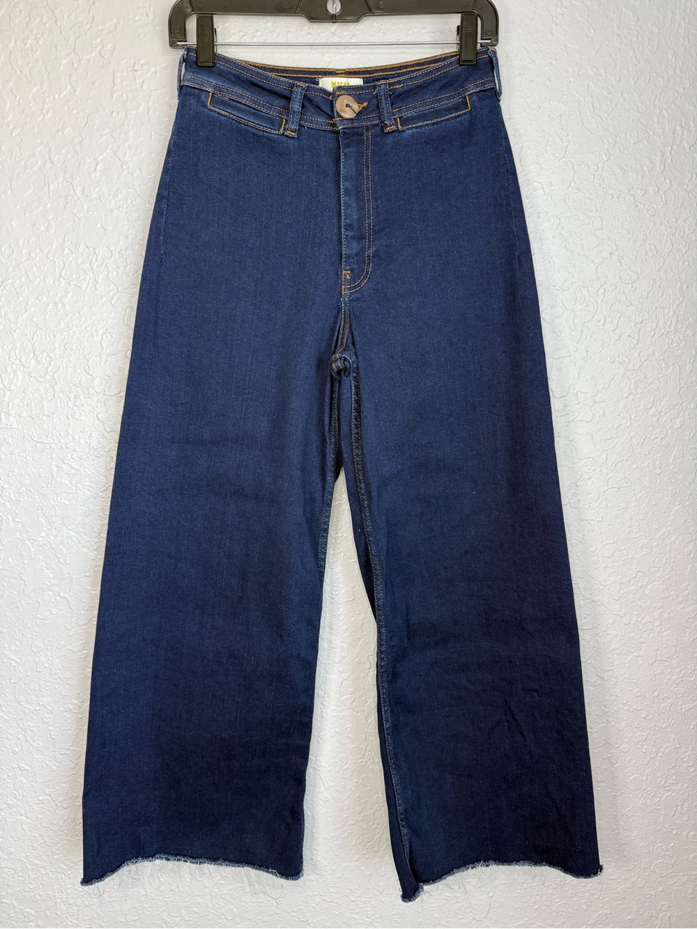 Maeve | Collette High Rise Wide Leg Indigo Blue Jeans Cropped Raw Hem Size 28 - Picture 3 of 10